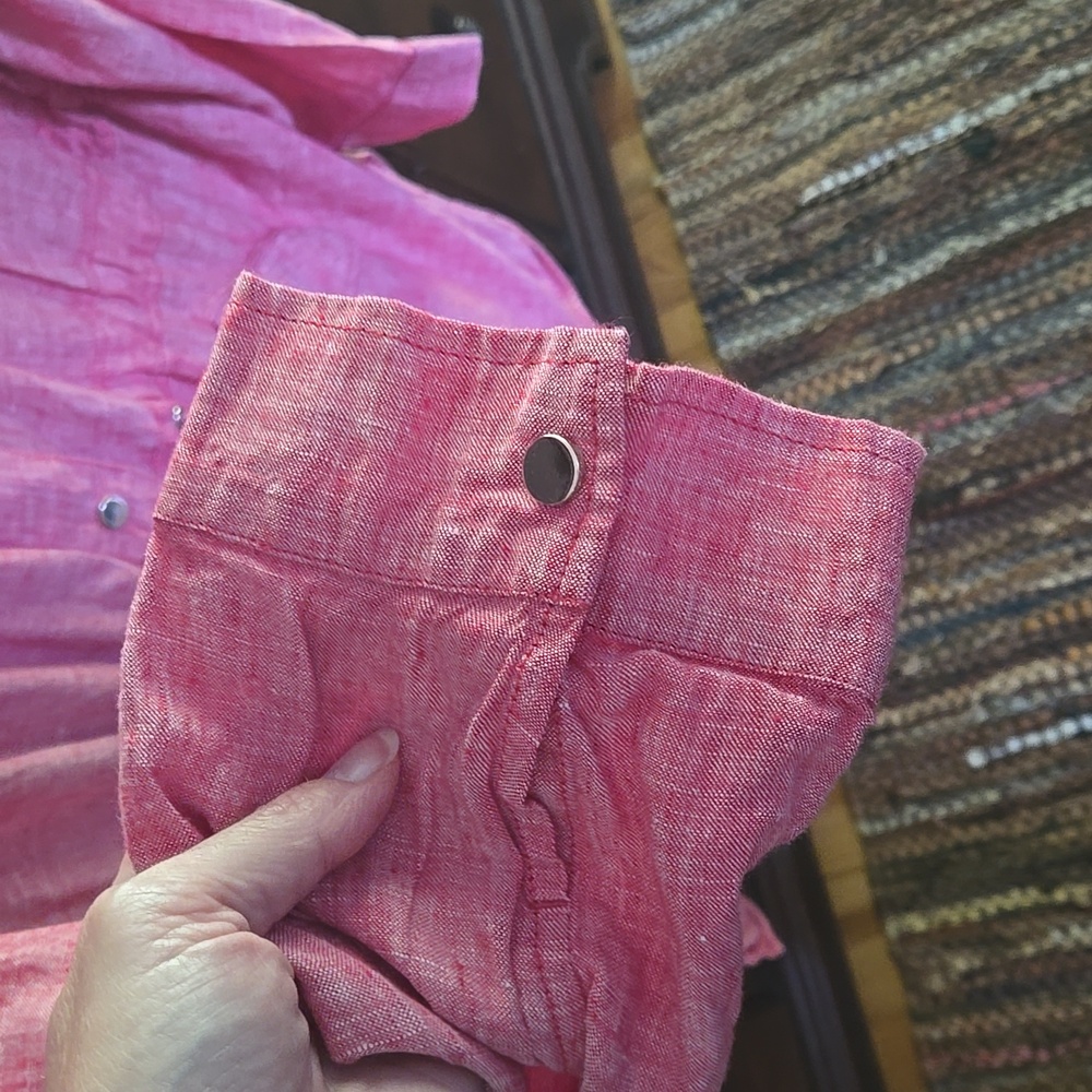 Chico's Linen Lightweight Jacket Size 4 Light Red/Pink - Picture 5 of 7